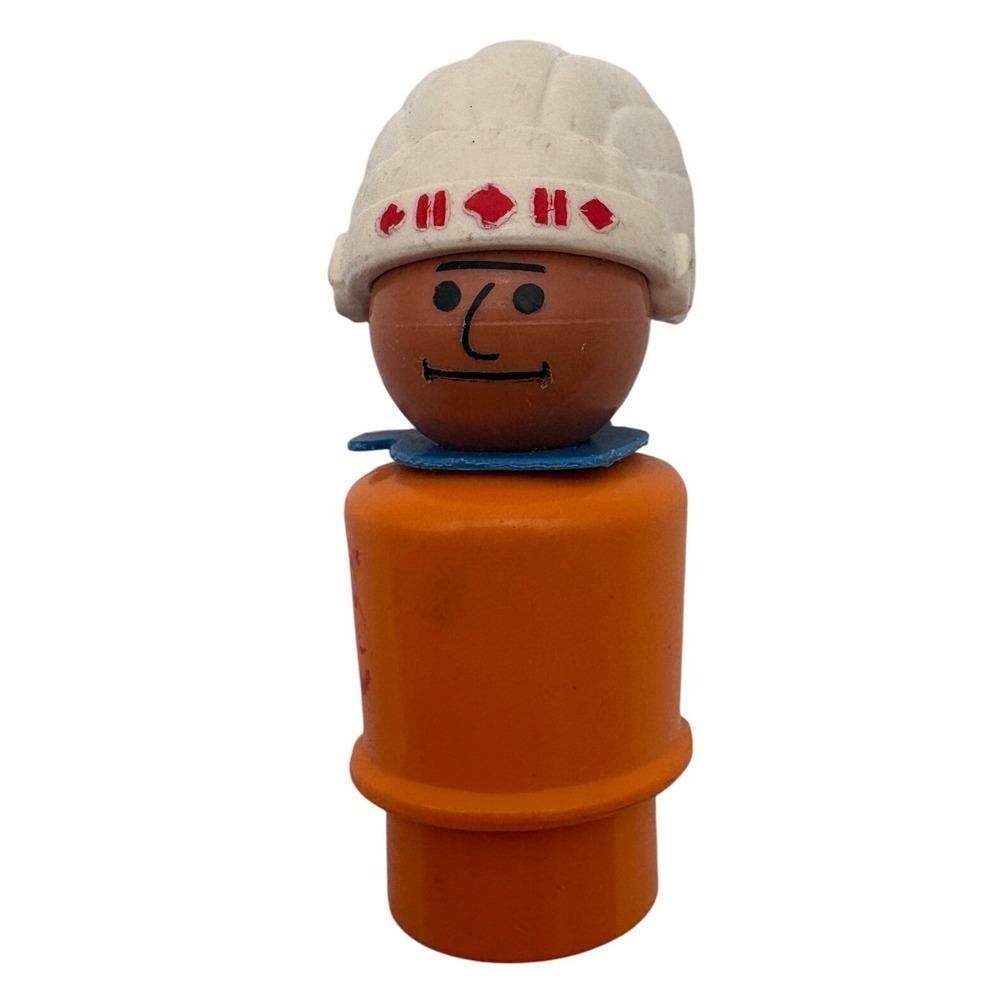 Vintage Fisher Price Little People Western Indian Chief Native American Brown